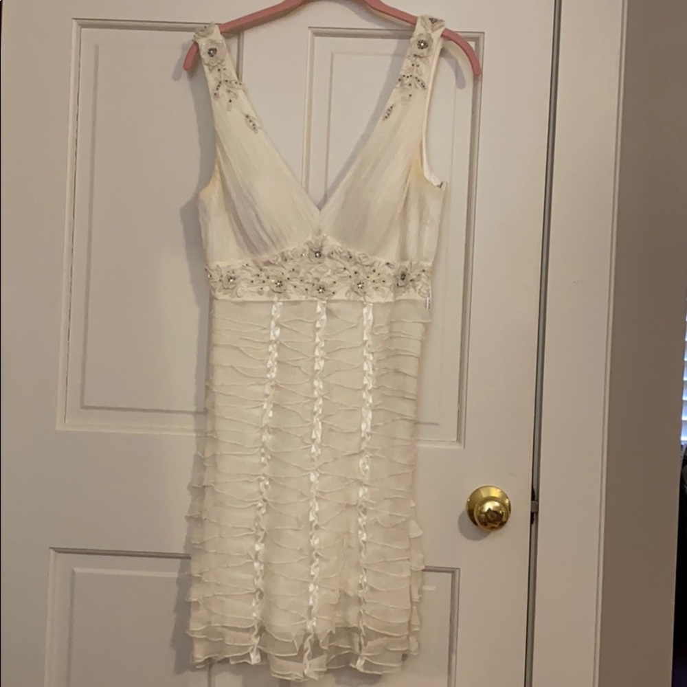 Sue Wong White Beaded Detailed Dress